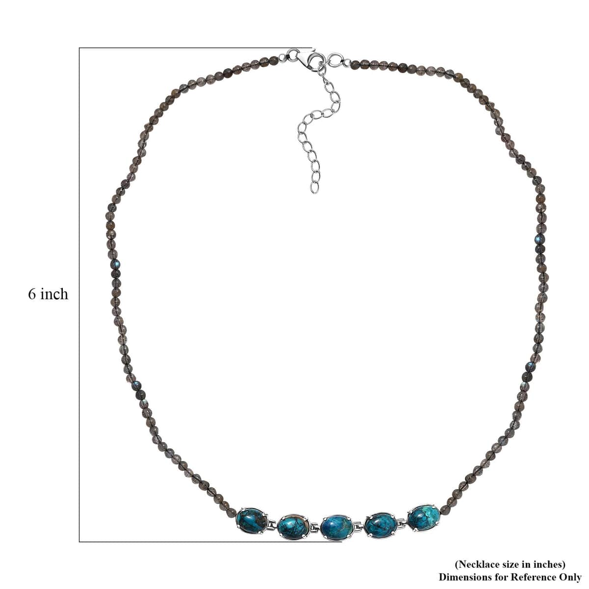 Table Mountain Shadowkite and Malagasy Labradorite 37.50 ctw 18 Inches Necklace in Platinum Over Sterling Silver image number 5