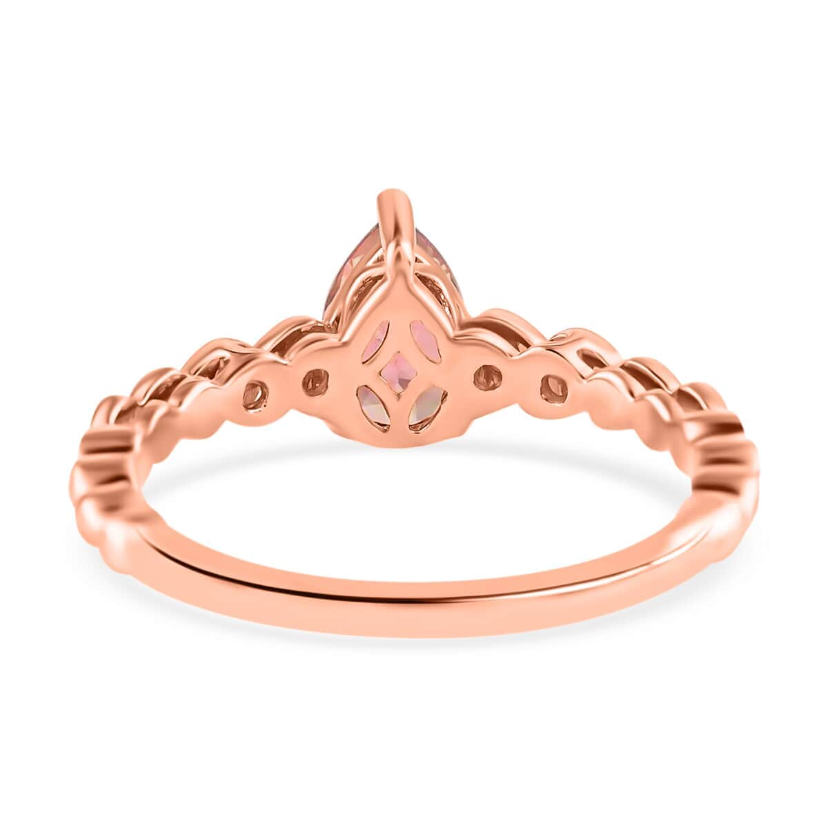 Luxoro AAA Blush Tourmaline and Diamond 1.00 ctw Ring in 10K Rose Gold (Size 5.0) image number 4