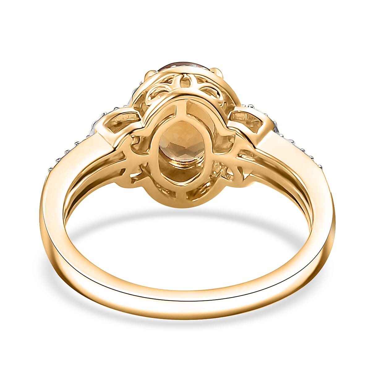 AAA Golden Turkizite and Moissanite 1.90 ctw Sunlit Grace Ring in 18K Vermeil Yellow Gold Over Sterling Silver (Size 10.0)