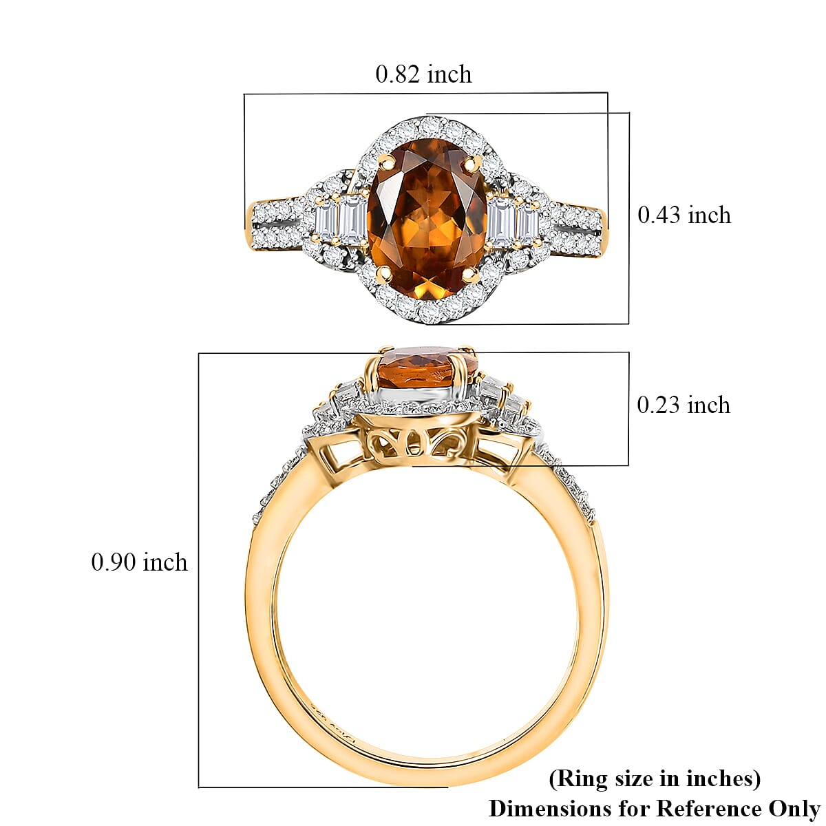 AAA Golden Turkizite and Moissanite 1.90 ctw Sunlit Grace Ring in 18K Vermeil Yellow Gold Over Sterling Silver (Size 10.0)