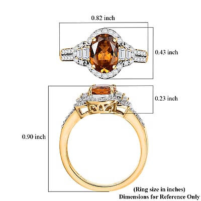 AAA Golden Turkizite and Moissanite 1.90 ctw Sunlit Grace Ring in 18K Vermeil Yellow Gold Over Sterling Silver (Size 10.0)