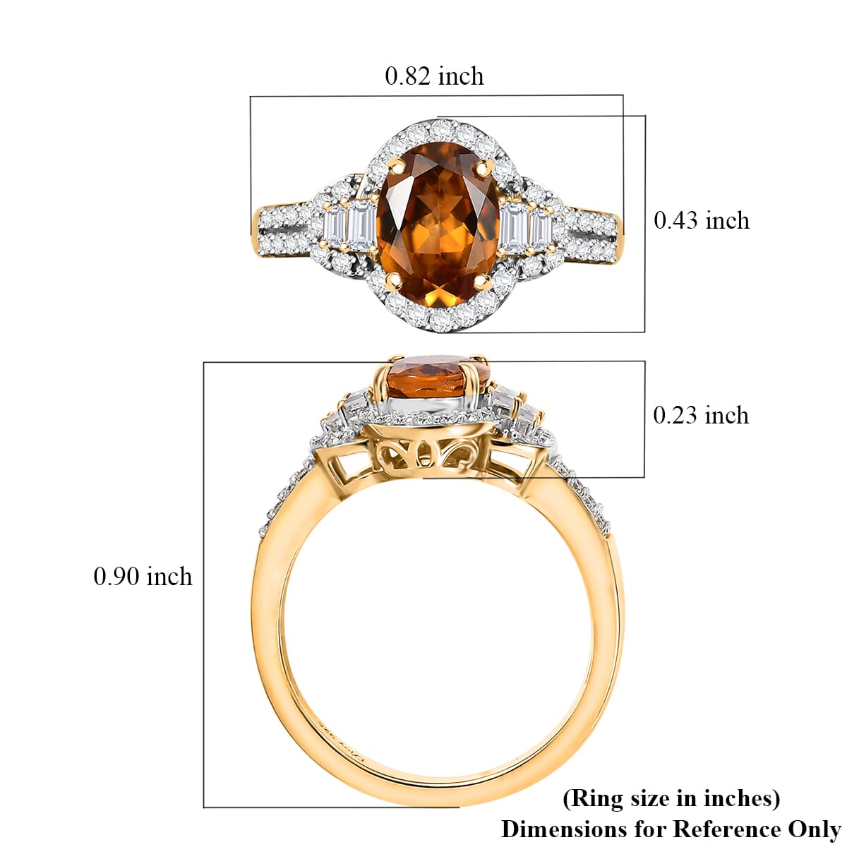 AAA Golden Turkizite and Moissanite 1.90 ctw Sunlit Grace Ring in 18K Vermeil Yellow Gold Over Sterling Silver (Size 5.0) image number 5