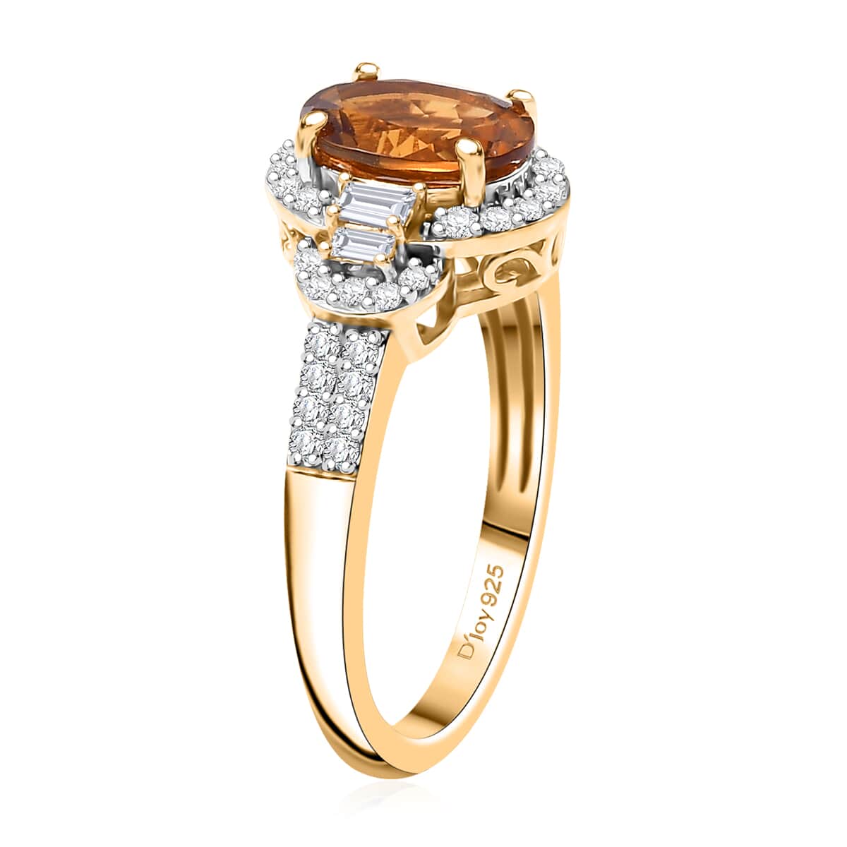 AAA Golden Turkizite and Moissanite 1.90 ctw Sunlit Grace Ring in 18K Vermeil Yellow Gold Over Sterling Silver (Size 8.0) image number 3