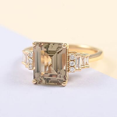 Certified & Appraised Iliana AAA Turkizite and G-H SI Diamond 4.30 ctw Ring in 18K Yellow Gold (Size 5.0) 4.10 Grams