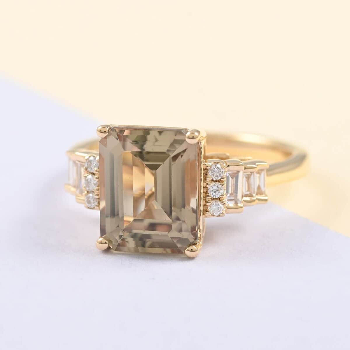 Certified & Appraised Iliana AAA Turkizite and G-H SI Diamond 4.30 ctw Ring in 18K Yellow Gold (Size 7.5) 4.10 Grams image number 1