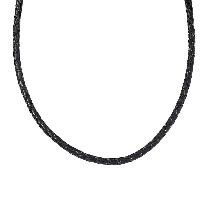 D'Joy Brown Leather Cord Necklace in Black Oxidized Sterling Sliver 18 Inches