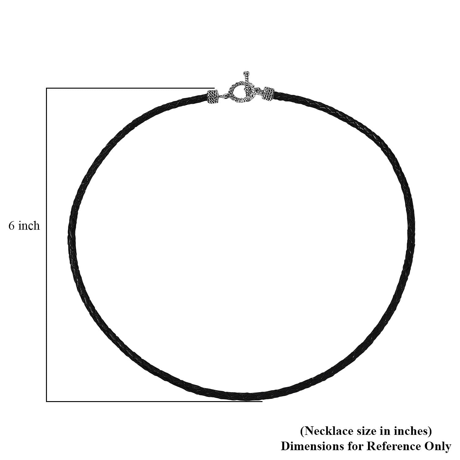 D'Joy Brown Leather Cord Necklace in Black Oxidized Sterling Sliver 18 Inches