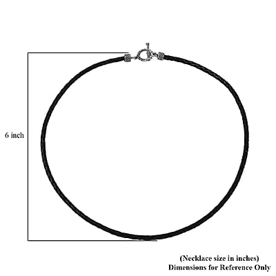 D'Joy Brown Leather Cord Necklace in Black Oxidized Sterling Sliver 18 Inches