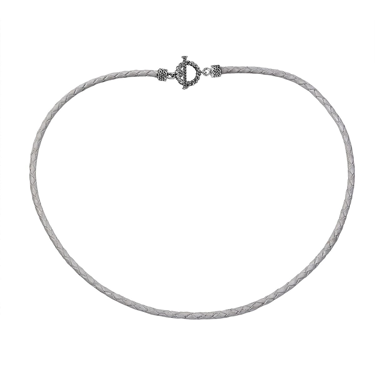 D'Joy White Leather Cord Necklace in Black Oxidized Sterling Silver 18 Inches image number 3