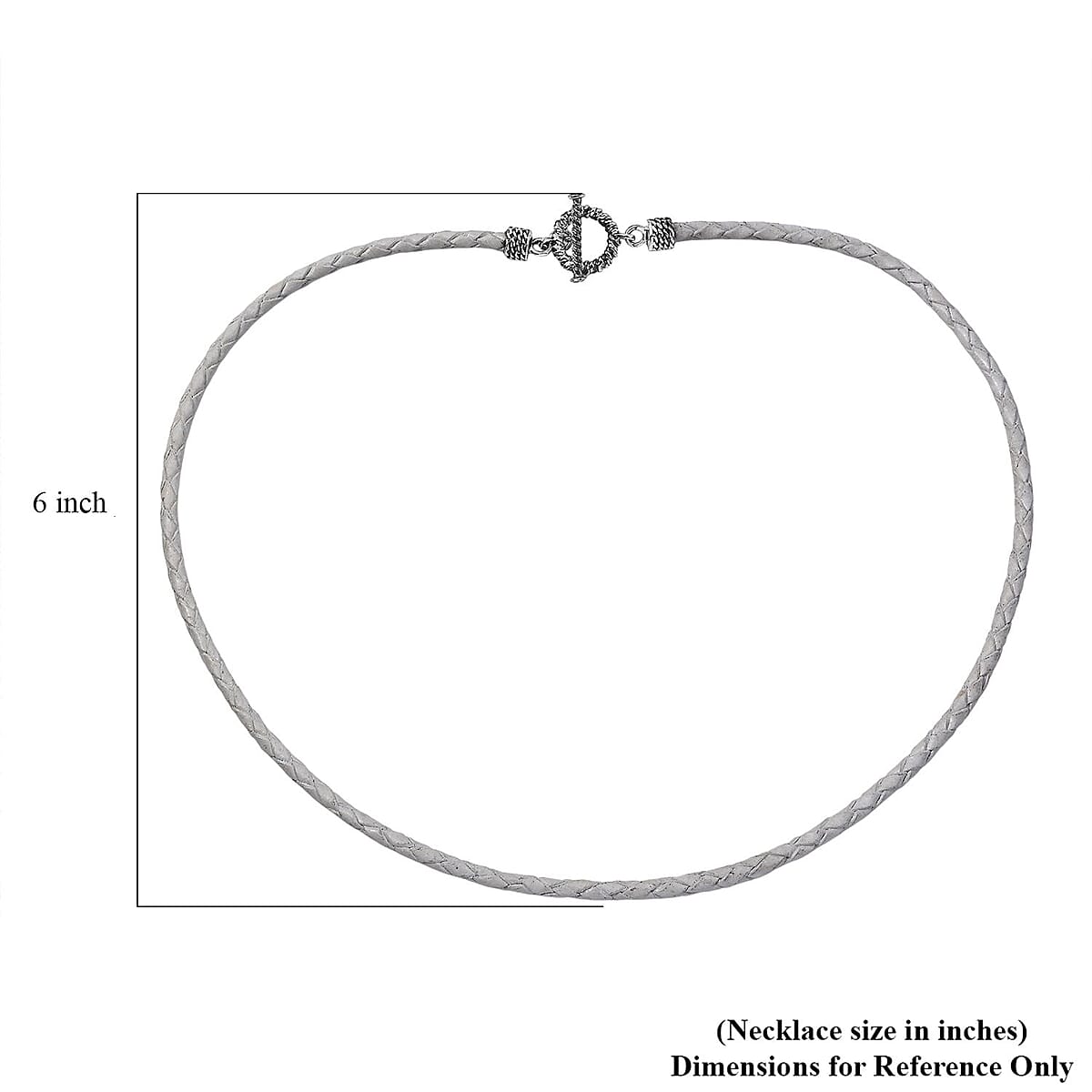 D'Joy White Leather Cord Necklace in Black Oxidized Sterling Silver 18 Inches image number 5