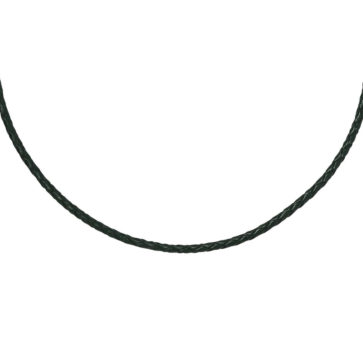 Green Leather Cord Necklace in Black Oxidized Sterling Sliver 18 Inches image number 0