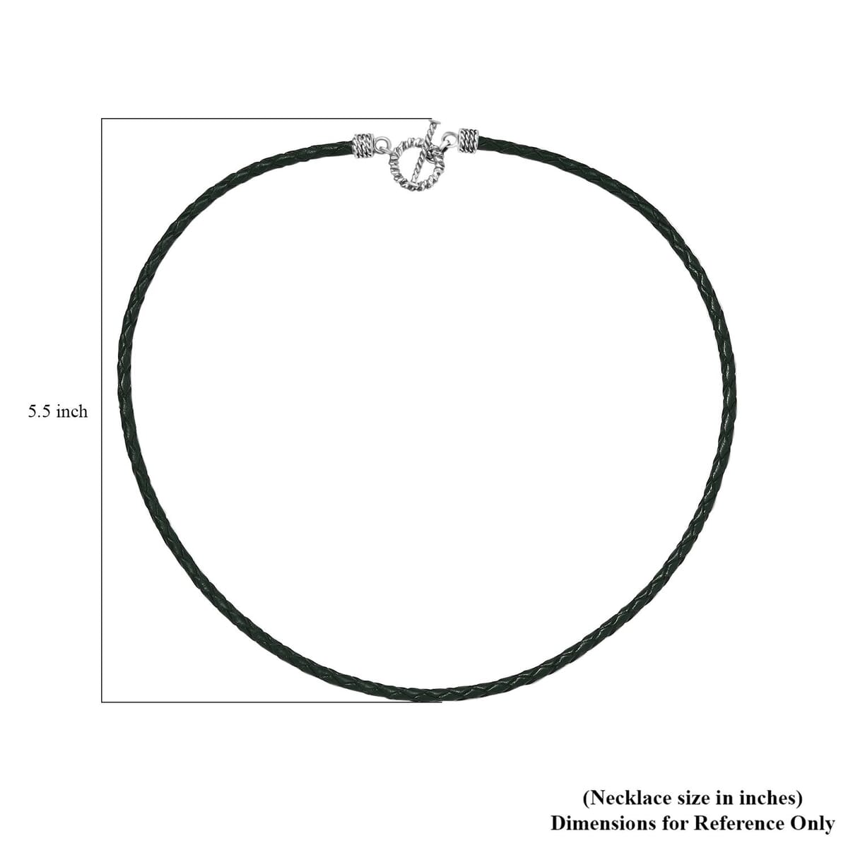 Green Leather Cord Necklace in Black Oxidized Sterling Sliver 18 Inches image number 4