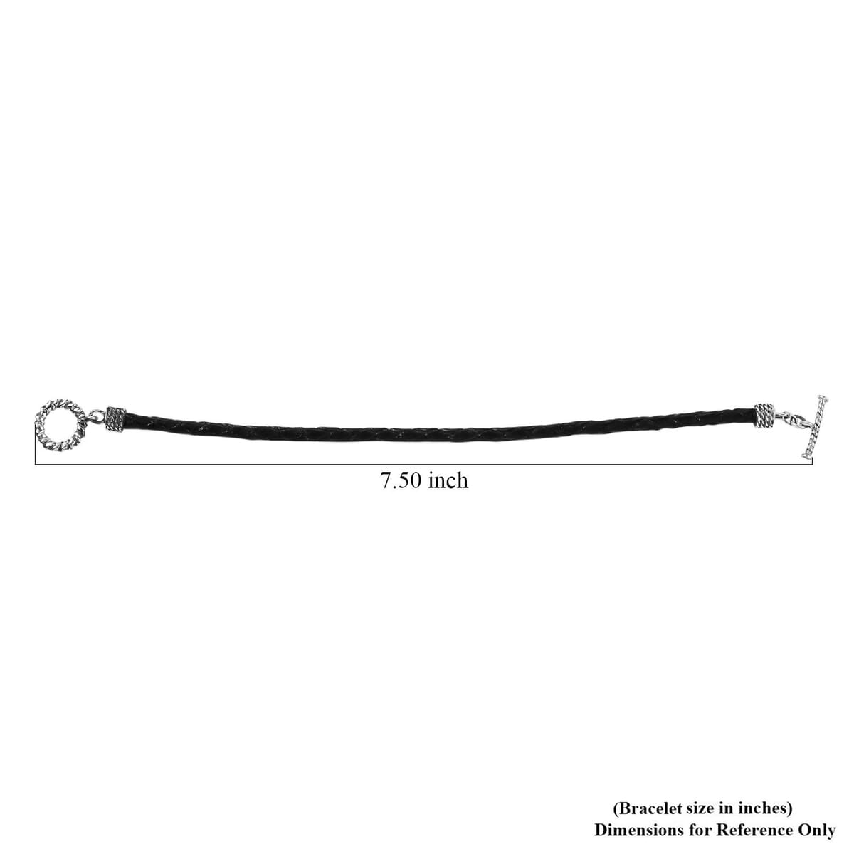 Brown Leather Cord Bracelet in Black Oxidized Sterling Silver (7.25 In) image number 4