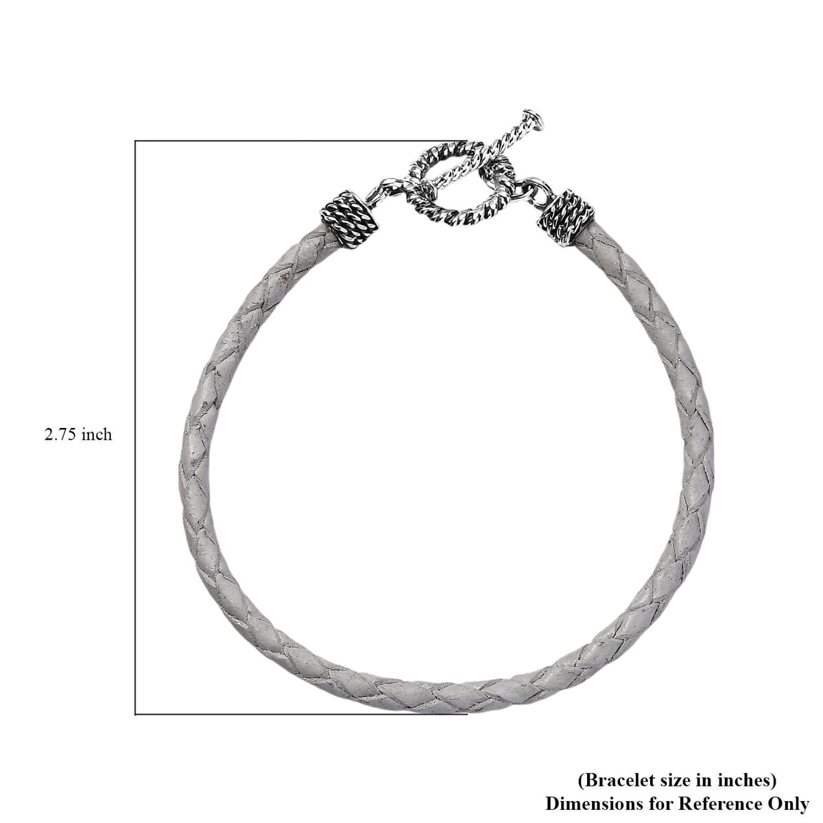 Value Buy White Leather Cord Bracelet in Black Oxidized Sterling Silver (7.25 In) image number 4