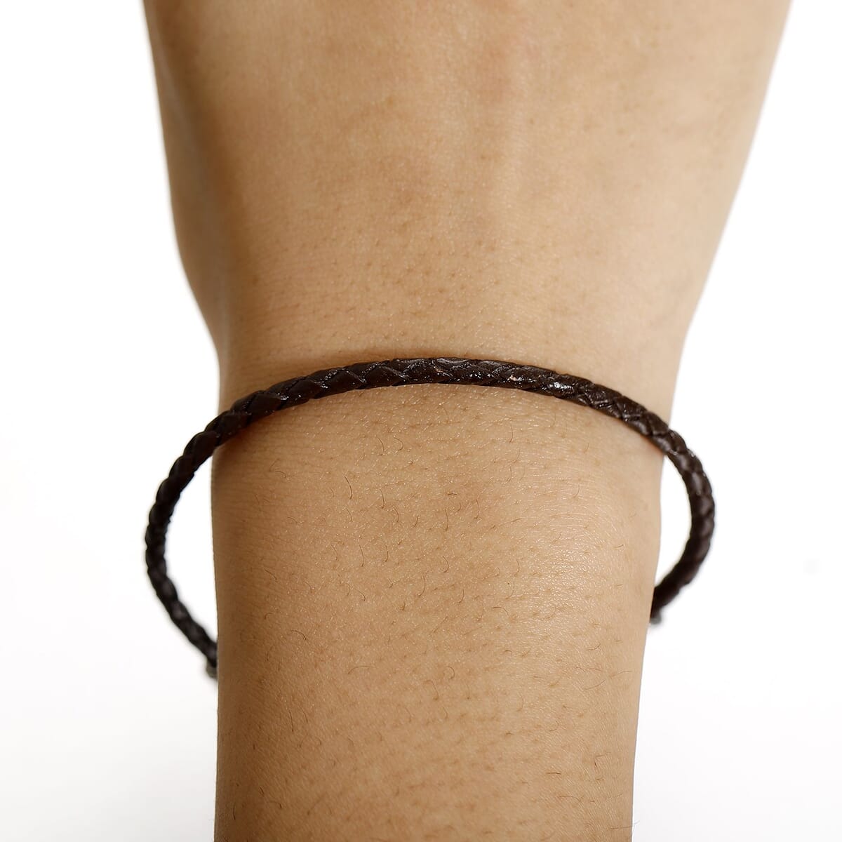 Black Leather Cord Bracelet in Black Oxidized Sterling Silver (7.25 In) image number 2