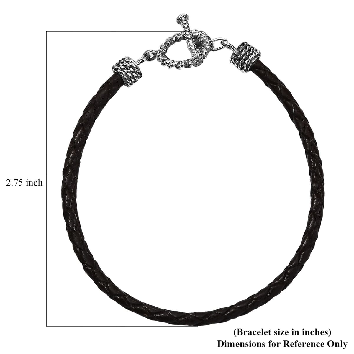 Black Leather Cord Bracelet in Black Oxidized Sterling Silver (7.25 In) image number 4