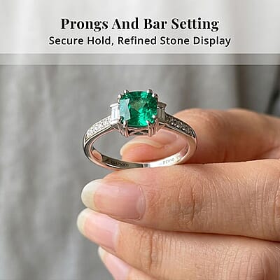 Certified & Appraised Rhapsody AAAA Boyaca Colombian Emerald and E-F VS Diamond 2.10 ctw Ring in 950 Platinum (Size 5.0) 5.15 Grams