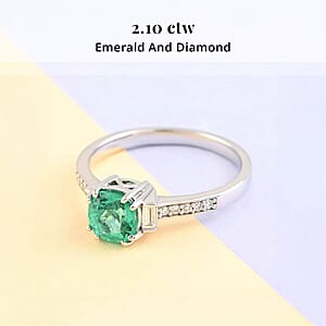 Certified & Appraised Rhapsody AAAA Boyaca Colombian Emerald and E-F VS Diamond 2.10 ctw Ring in 950 Platinum (Size 5.5) 5.15 Grams