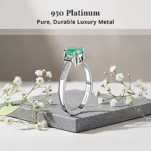 Certified & Appraised Rhapsody AAAA Boyaca Colombian Emerald and E-F VS Diamond 2.10 ctw Ring in 950 Platinum (Size 5.5) 5.15 Grams
