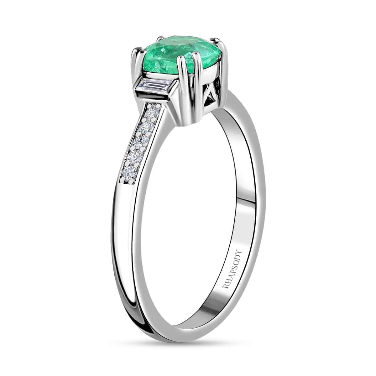 Certified & Appraised Rhapsody AAAA Boyaca Colombian Emerald and E-F VS Diamond 2.10 ctw Ring in 950 Platinum (Size 7.5) 5.15 Grams image number 3