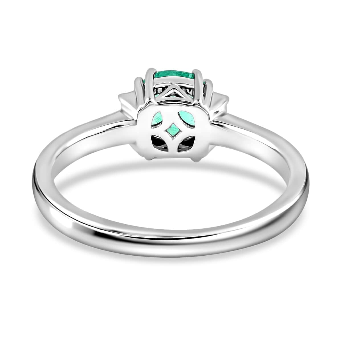 Certified & Appraised Rhapsody AAAA Boyaca Colombian Emerald and E-F VS Diamond 2.10 ctw Ring in 950 Platinum (Size 7.5) 5.15 Grams image number 4