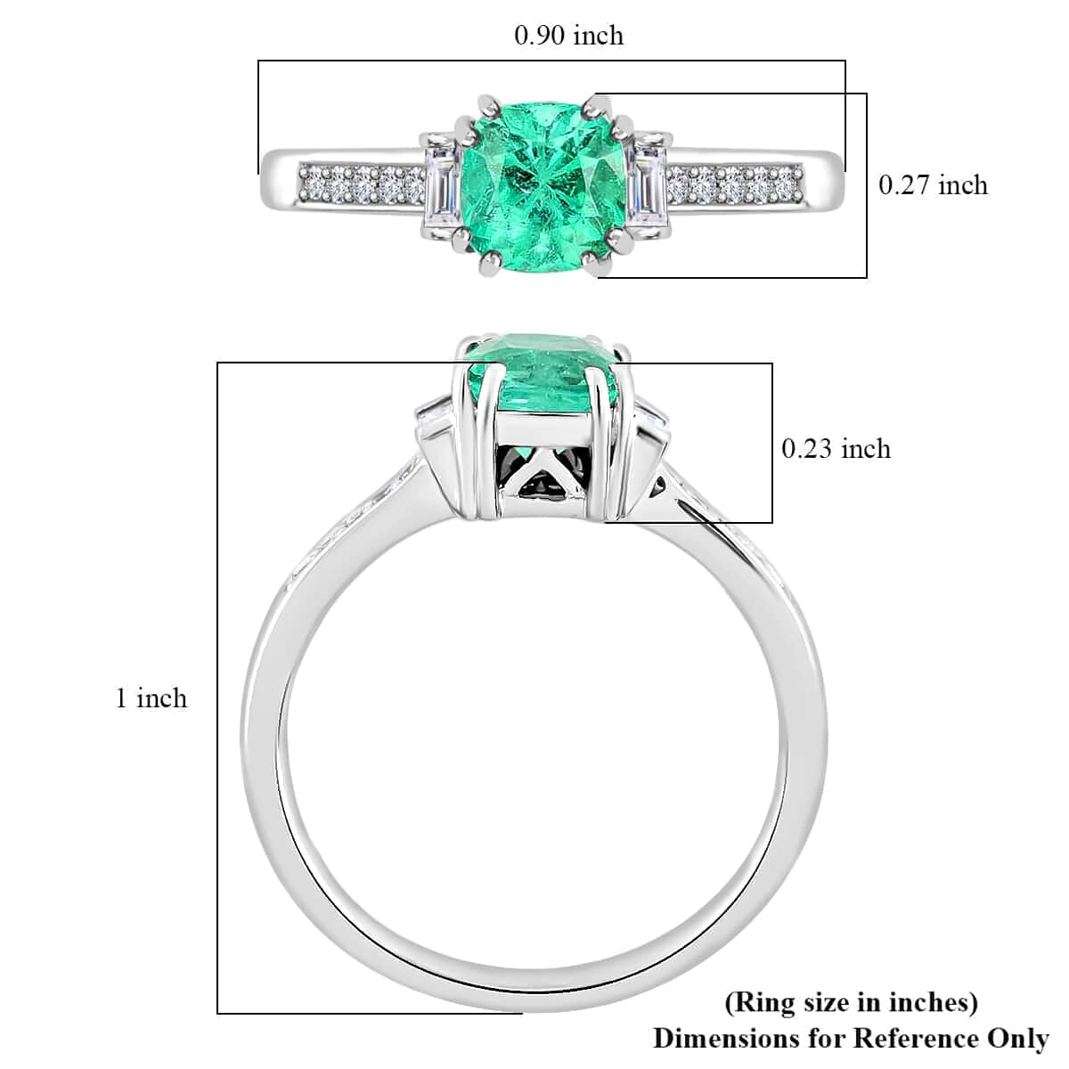 Certified & Appraised Rhapsody AAAA Boyaca Colombian Emerald and E-F VS Diamond 2.10 ctw Ring in 950 Platinum (Size 7.5) 5.15 Grams image number 5