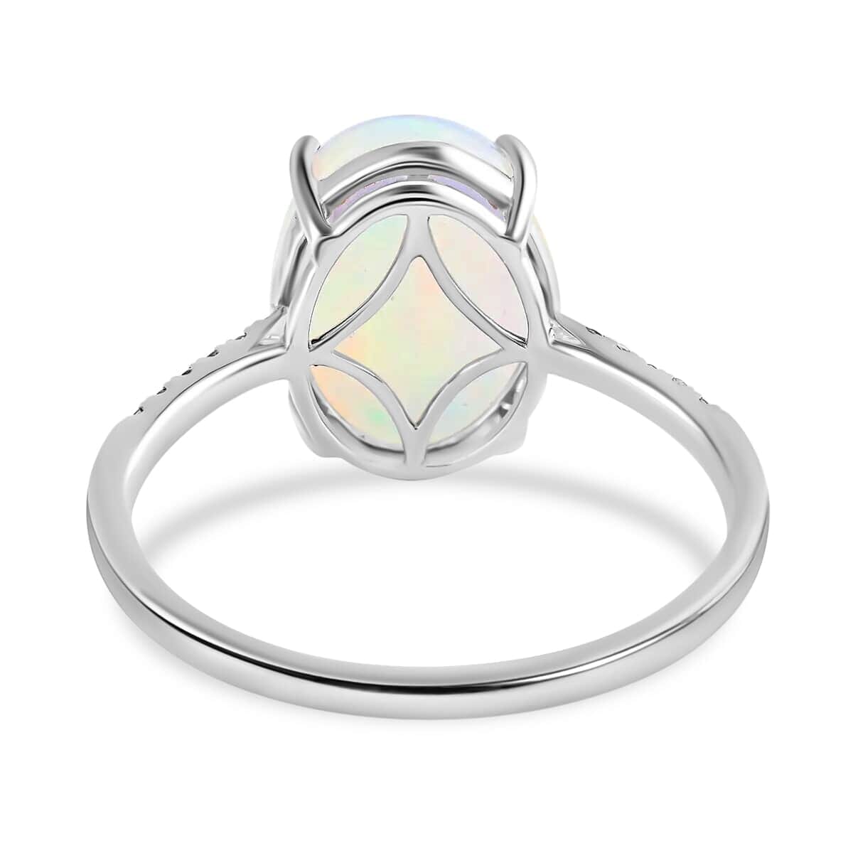 Certified & Appraised Luxoro AAA Ethiopian Welo Opal and G-H I1 Diamond 4.35 ctw Ring in 14K White Gold (Size 6.5) image number 4
