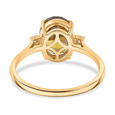 Luxoro AAA Sava Sphene and G-H I2 Diamond 3.20 ctw Ring in 10K Yellow Gold (Size 7.5)