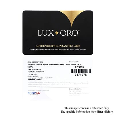 Luxoro AAA Sava Sphene and G-H I2 Diamond 3.20 ctw Ring in 10K Yellow Gold (Size 7.5)