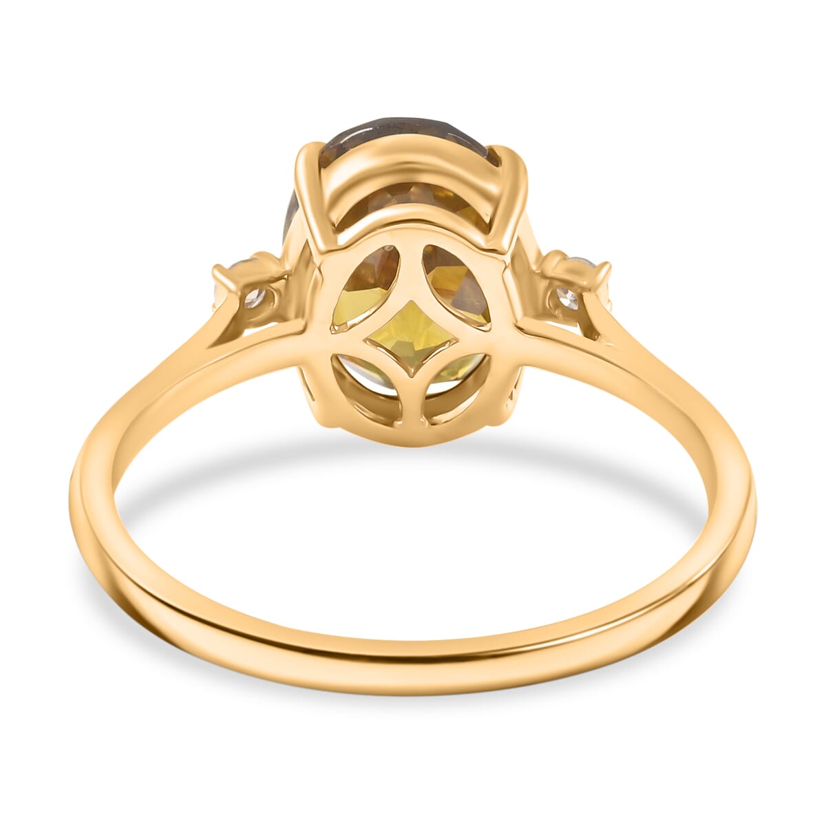 Luxoro AAA Sava Sphene and G-H I2 Diamond 3.20 ctw Ring in 10K Yellow Gold (Size 8.5) image number 4