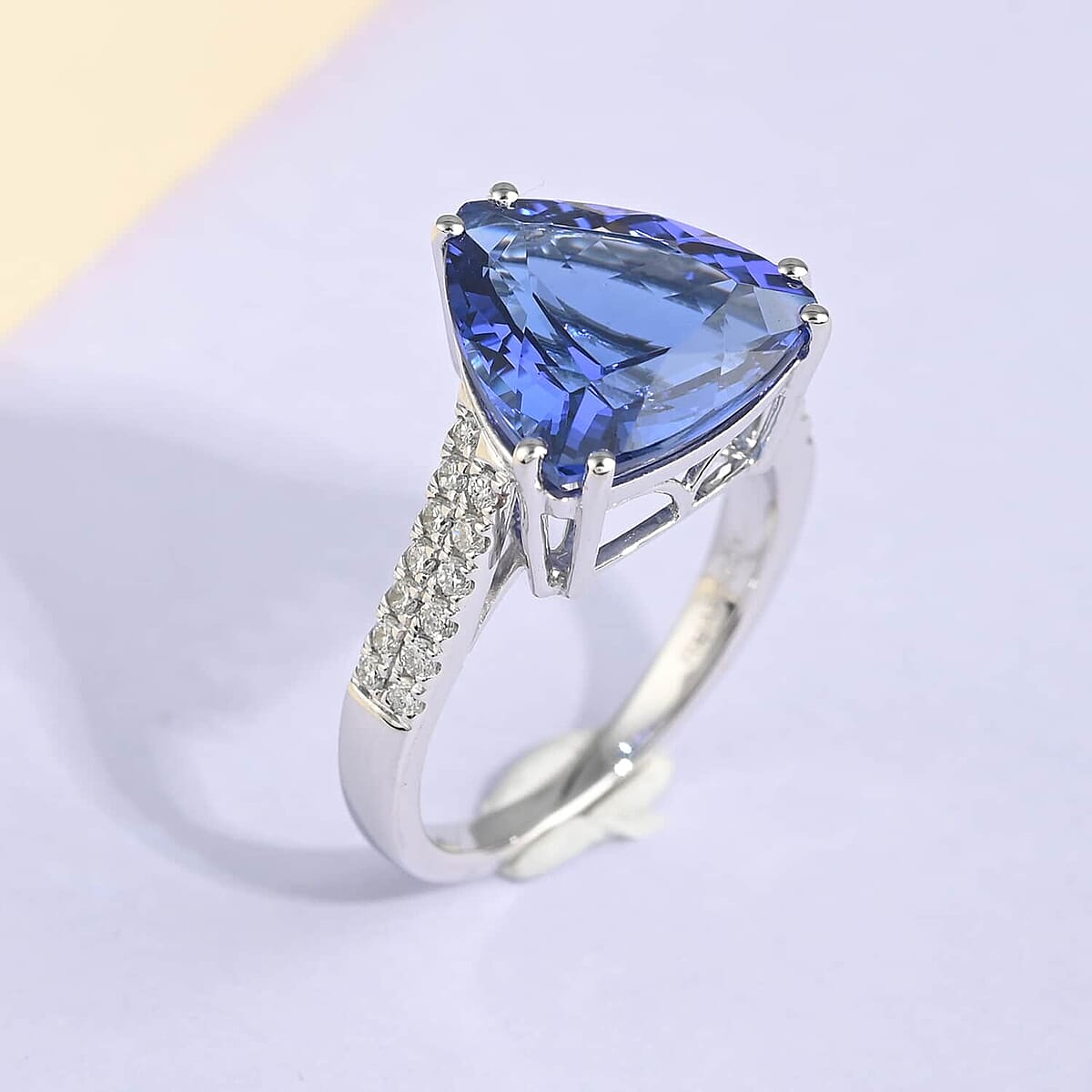 Certified Rhapsody AAAA Tanzanite and E-F VS Diamond 5.80 ctw Solitaire Ring in 950 Platinum (Size 7.5) 6.10 Grams image number 1