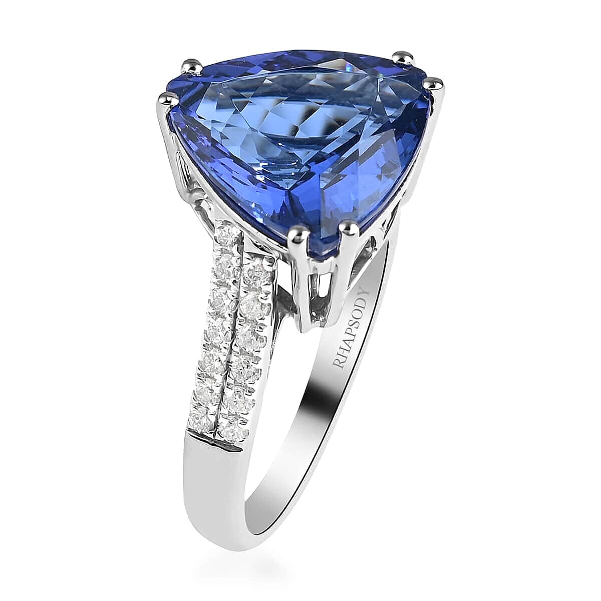 Certified Rhapsody AAAA Tanzanite and E-F VS Diamond 5.80 ctw Solitaire Ring in 950 Platinum (Size 7.5) 6.10 Grams image number 3