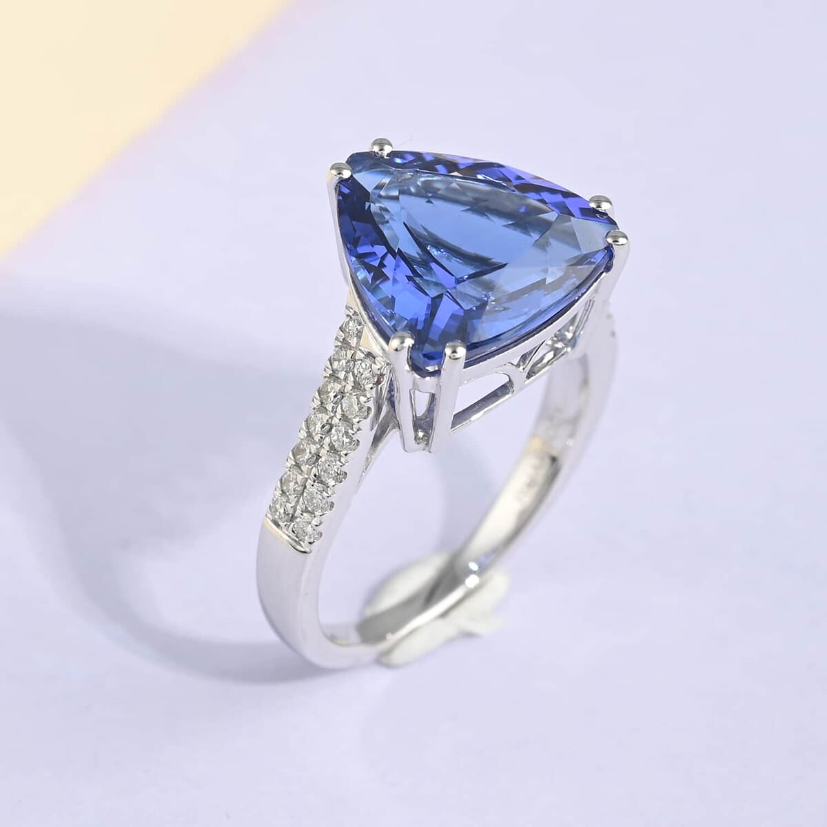 Certified Rhapsody AAAA Tanzanite and E-F VS Diamond 5.80 ctw Solitaire Ring in 950 Platinum (Size 8.5) 6.10 Grams image number 1