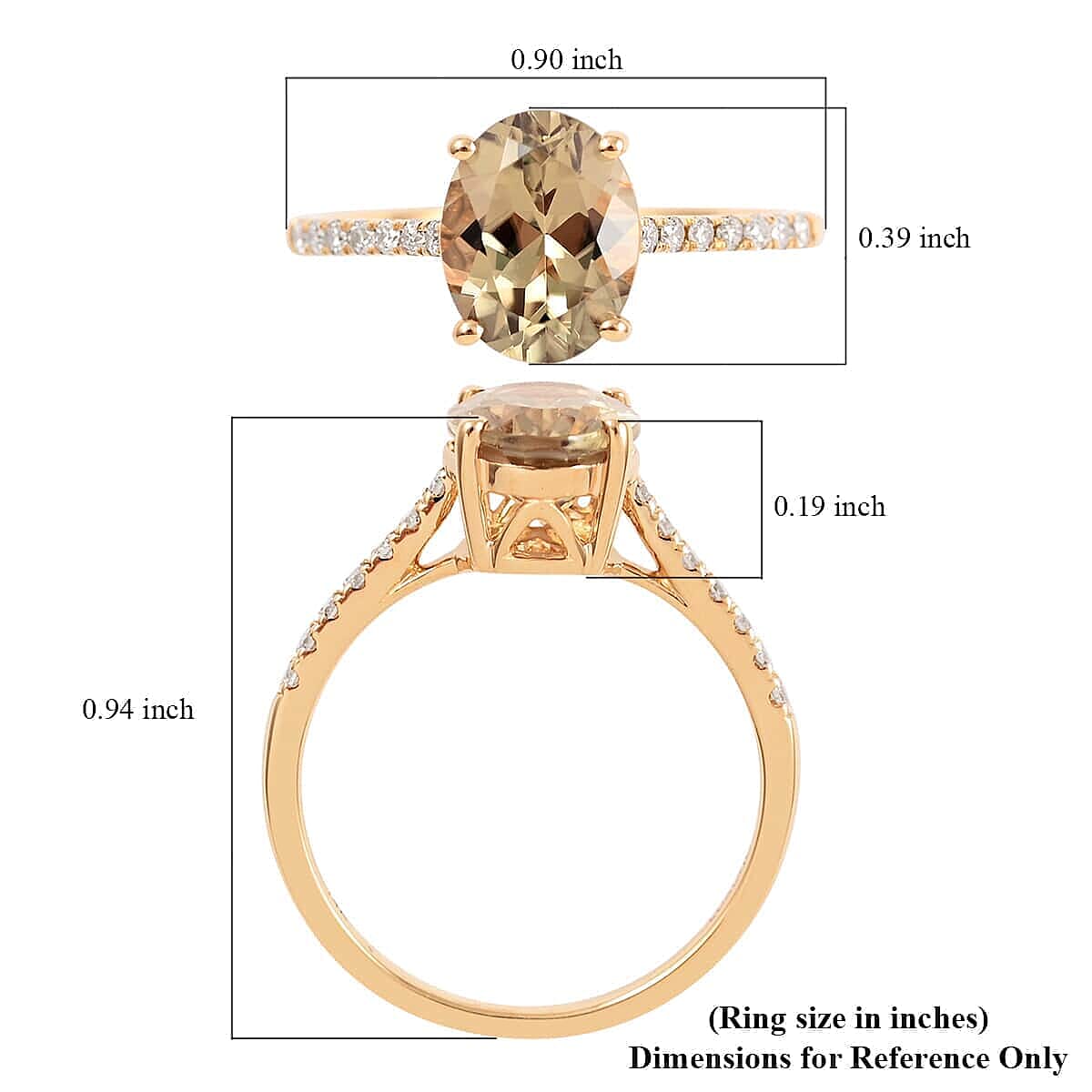 Certified and Appraised Luxoro AAA Turkizite and G-H I1 Diamond 2.15 ctw Ring in 14K Yellow Gold (Size 5.0)