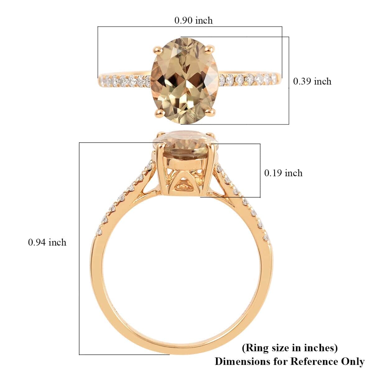 Certified and Appraised Luxoro AAA Turkizite and G-H I1 Diamond 2.15 ctw Ring in 14K Yellow Gold (Size 5.0) image number 5