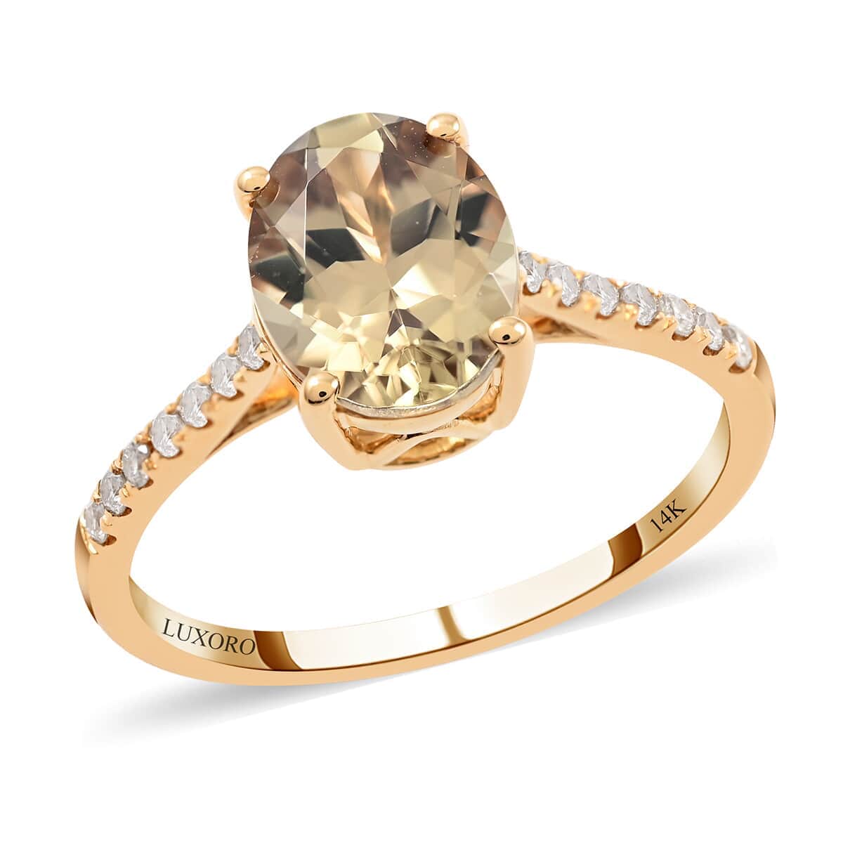 Certified and Appraised Luxoro AAA Turkizite and G-H I1 Diamond 2.15 ctw Ring in 14K Yellow Gold (Size 6.5) image number 0