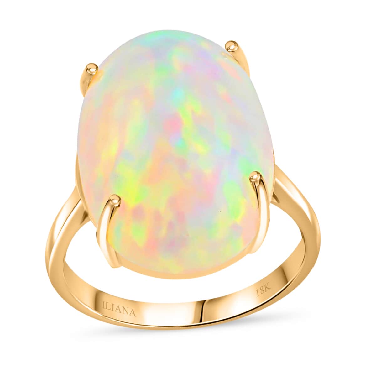 Certified & Appraised Iliana AAA Ethiopian Welo Opal 8.35 ctw Solitaire Ring in 18K Yellow Gold (Size 5.0) image number 0