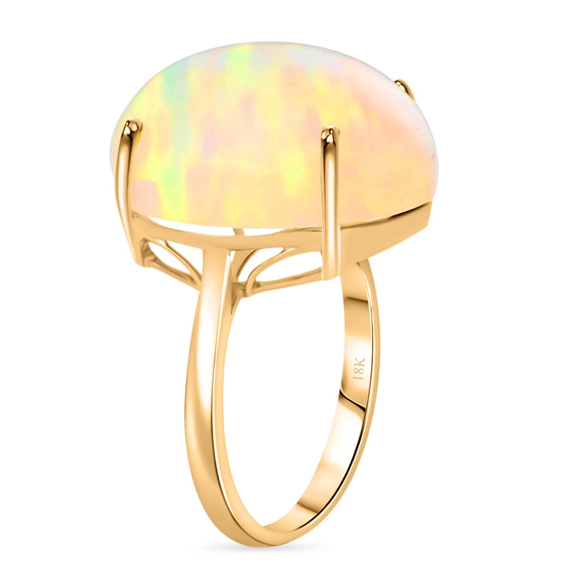 Certified & Appraised Iliana AAA Ethiopian Welo Opal 8.35 ctw Solitaire Ring in 18K Yellow Gold (Size 5.0) image number 2