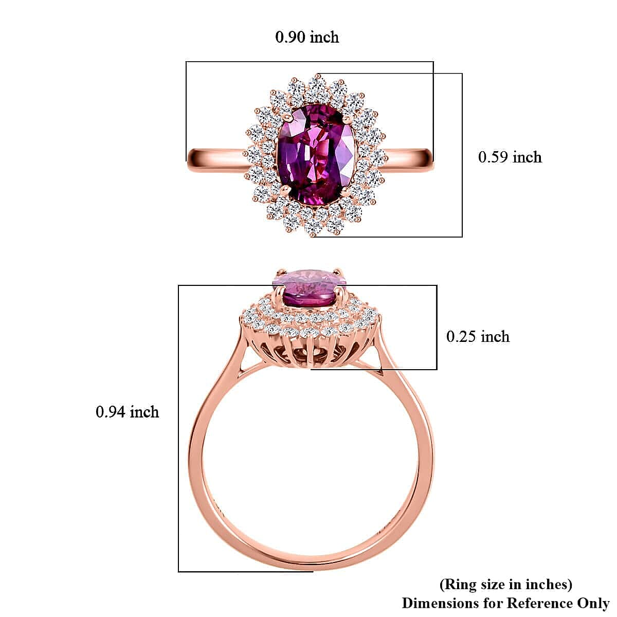 Certified & Appraised Iliana AAA Madagascar Purple Sapphire and G-H SI Diamond 1.85 ctw Double Halo Ring in 18K Rose Gold (Size 5.5) image number 5