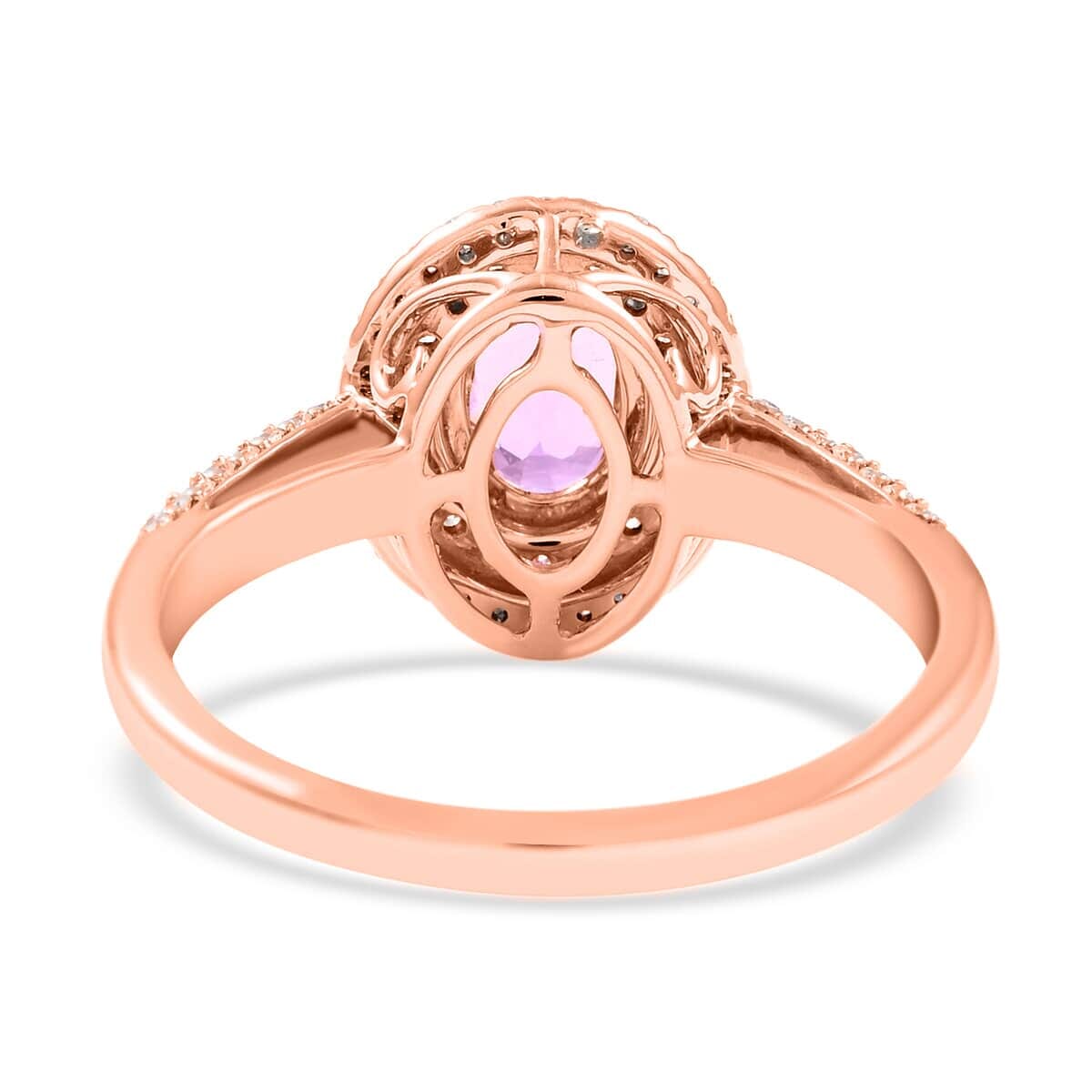Certified & Appraised Iliana AAA Madagascar Pink Sapphire and G-H SI Diamond 1.40 ctw Double Halo Ring in 18K Rose Gold (Size 6.5) image number 4