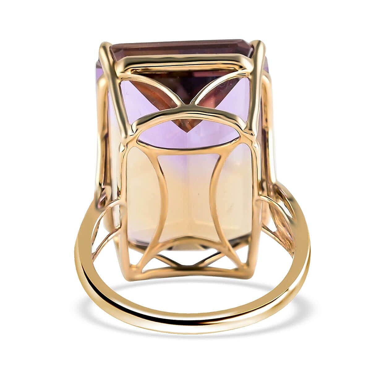 Luxoro AAA Anahi Ametrine 23.85 ctw Solitaire Ring in 10K Yellow Gold (Size 8.5) image number 3