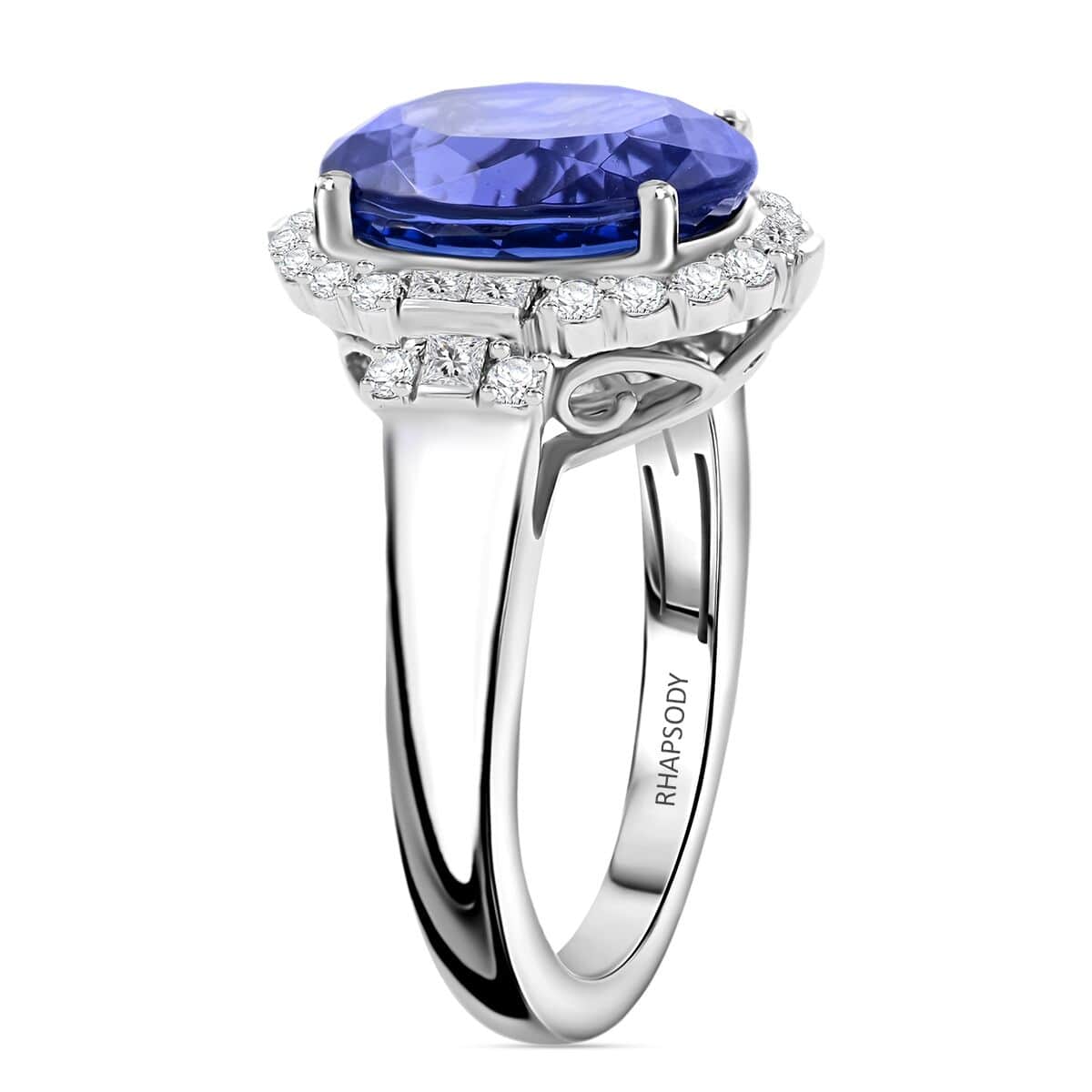 Certified & Appraised Rhapsody AAAA Tanzanite and E-F VS Diamond 7.25 ctw Ring in 950 Platinum (Size 10.0) 10 Grams image number 3