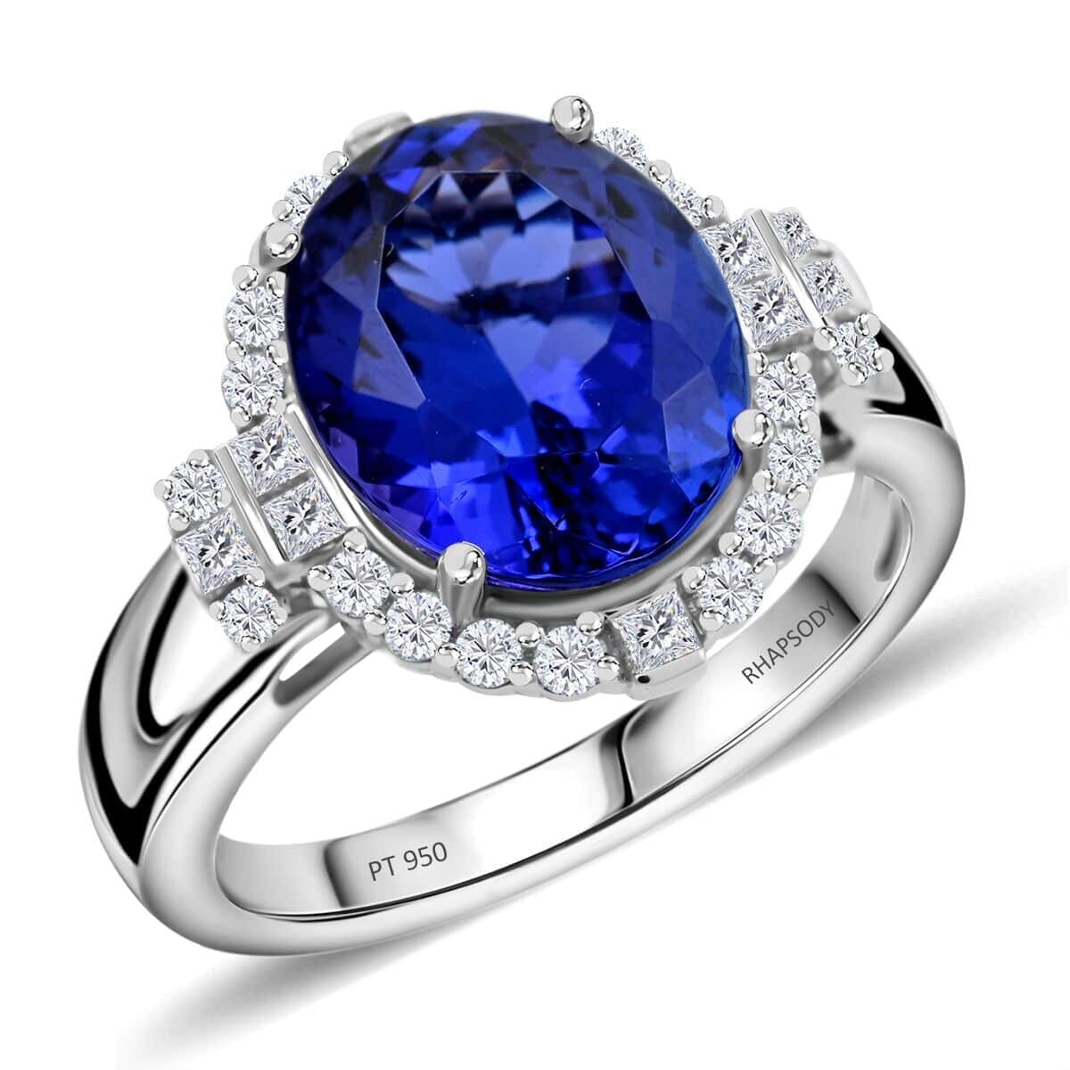 Rhapsody 950 Platinum AAAA Tanzanite, Diamond (E-F, VS) (0.70 cts) Ring (Size 12.0) (10 g) 7.25 ctw image number 0