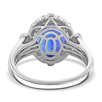 Certified & Appraised Rhapsody 950 Platinum AAAA Tanzanite, Diamond (E-F, VS) (0.70 cts) Ring (Size 5.0) (10 g) 7.25 ctw