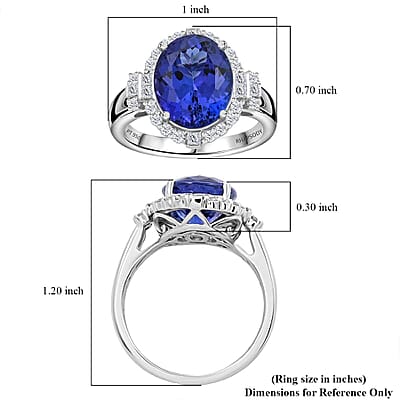 Certified & Appraised Rhapsody 950 Platinum AAAA Tanzanite, Diamond (E-F, VS) (0.70 cts) Ring (Size 5.0) (10 g) 7.25 ctw