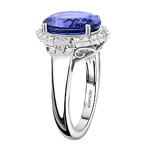 Certified & Appraised Rhapsody 950 Platinum AAAA Tanzanite, Diamond (E-F, VS) (0.70 cts) Ring (Size 6.5) (10 g) 7.25 ctw
