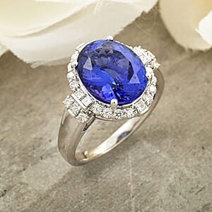 Certified & Appraised Rhapsody AAAA Tanzanite and E-F VS Diamond 7.25 ctw Ring in 950 Platinum (Size 8.0) 10 Grams