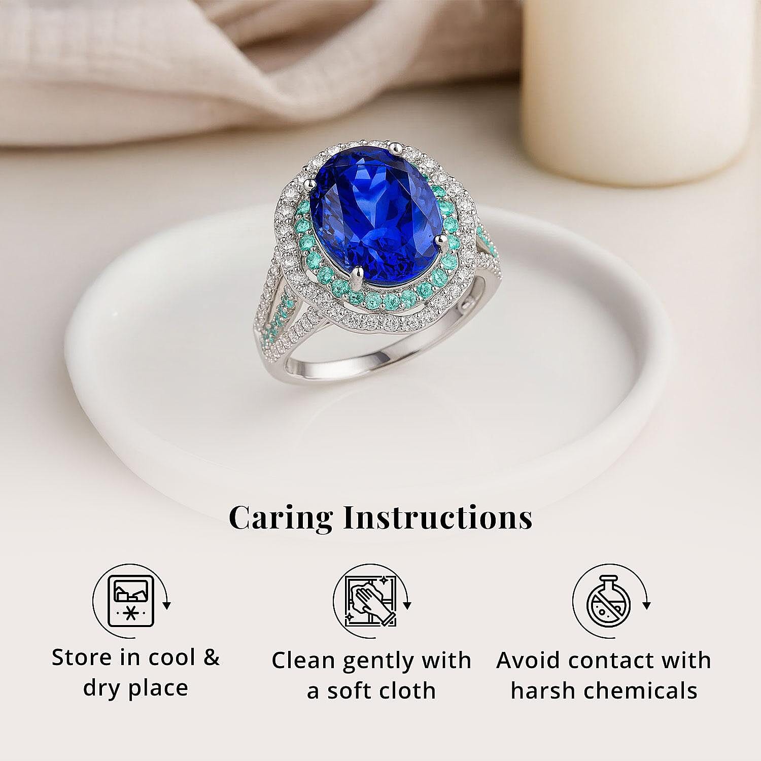 Certified & Appraised Rhapsody AAAA Tanzanite, Paraiba Tourmaline and E-F VS Diamond 6.80 ctw Ring in 950 Platinum (Size 10.0) 10.70 Grams