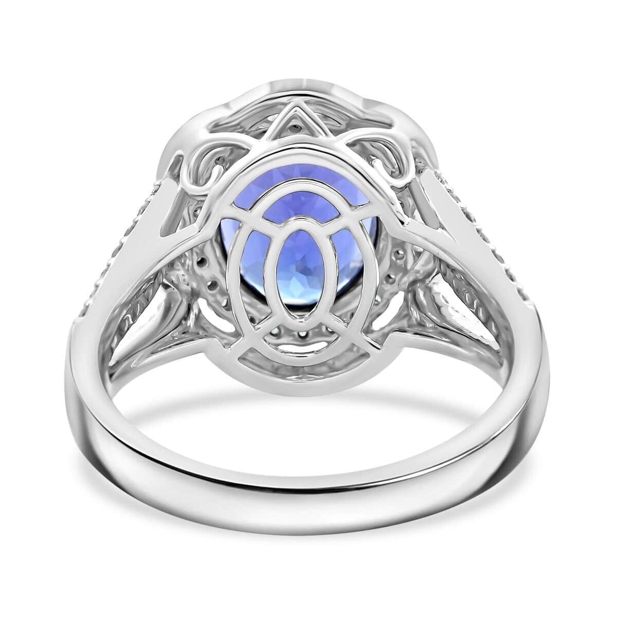 Certified & Appraised Rhapsody AAAA Tanzanite, Paraiba Tourmaline and E-F VS Diamond 6.80 ctw Ring in 950 Platinum (Size 6.0) 10.70 Grams image number 4