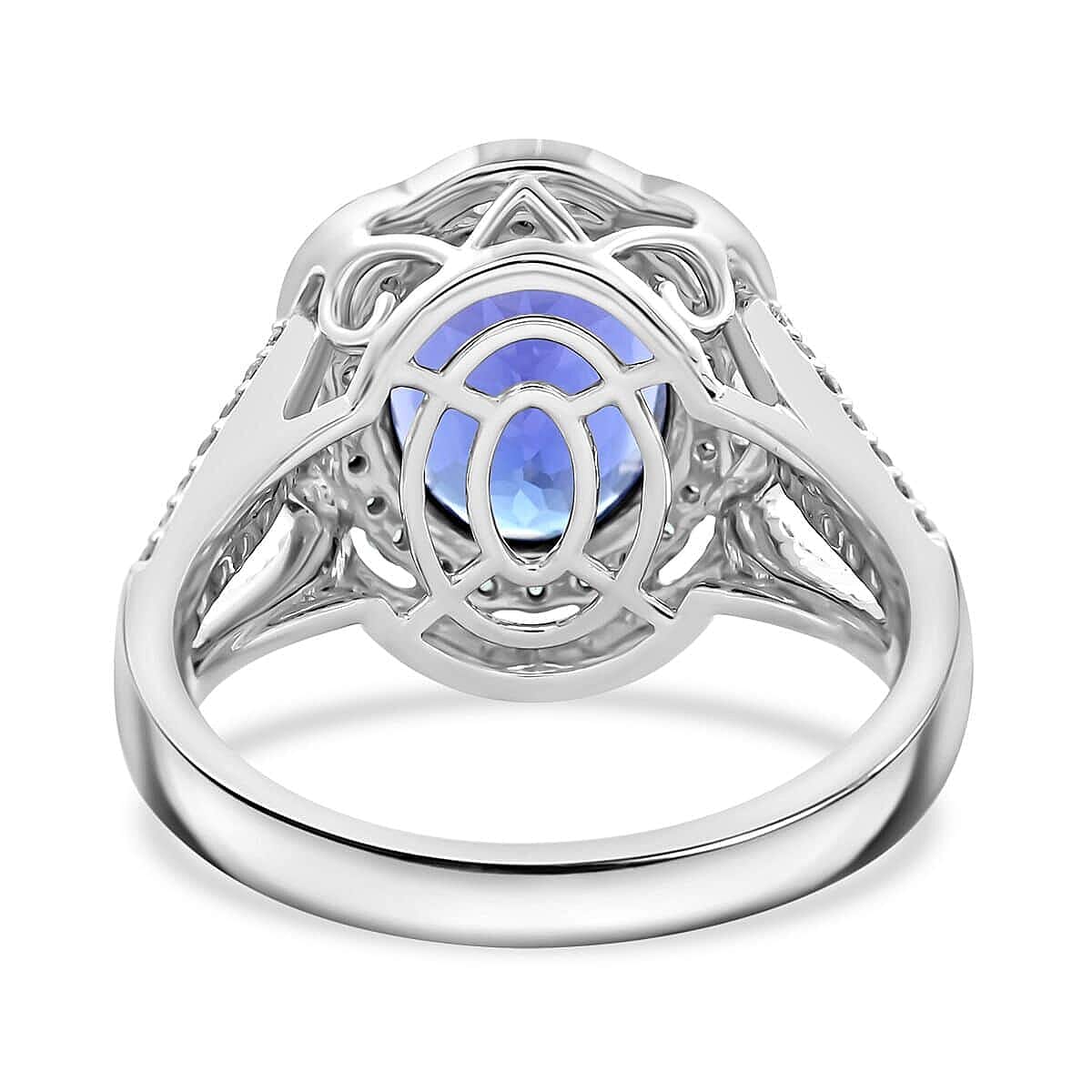 Certified & Appraised Rhapsody AAAA Tanzanite, Paraiba Tourmaline and E-F VS Diamond 6.80 ctw Ring in 950 Platinum (Size 7.0) 10.70 Grams image number 4